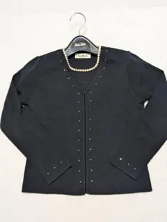 ビーズ装飾付き黒カーディガン・Tシャツセット