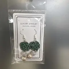 水引ピアス グリーン 和モダン