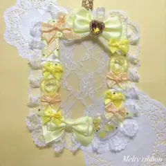 ♡現品限り♡ デコ硬質ケース パステルイエロー 黄色 B7 ハートシャカシャカ