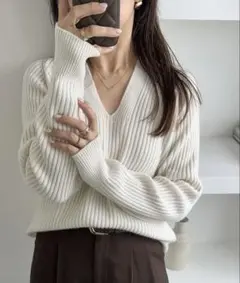 Na.e EVER SERIES V Neck Rib Knit ニット ナエ