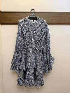 【未着用】MOUSSY 花柄 フリル ワンピース ブルー
