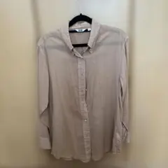 UNIQLO ベージュ 長袖シャツ ボタンダウン