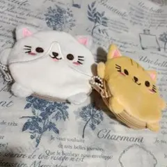 猫デザイン ファスナー付きポーチ 2個セット