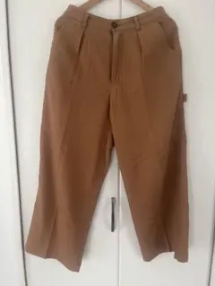 ブラウン 麻混カーゴカジュアルパンツ