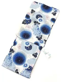 ☆新品未使用☆女性用白地花模様浴衣　綿麻　フリーサイズ