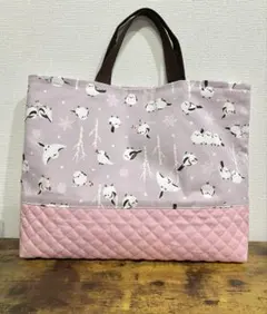 ハンドメイド レッスンバッグ 手提げバッグ シマエナガ 入園入学