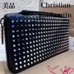 ✨美品✨ルブタン 長財布 ラウンドジップ スタッズ パネトーネ シボ革