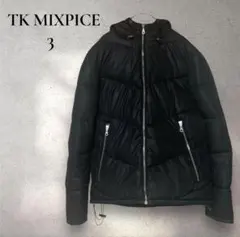 【TK MIXPICE】 中綿ジャケット ハウンドトゥース柄（千鳥格子柄）黒