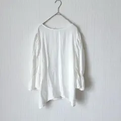 1463 ローリーズファーム 七分袖ブラウス オフホワイト フリル 薄手 リボン