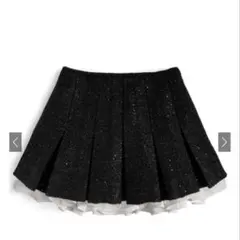 新品 GRLインパン地付きフリルツイードプリーツミニスカートgm838 Mタグ付