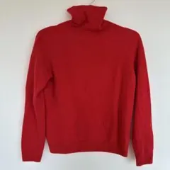 100%カシミア　UNIQLO 赤 タートルネック セーター S