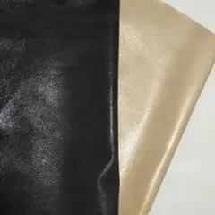 革ハギレ　本革　ゴートプリント　オレンジゴールド　黒メタリック