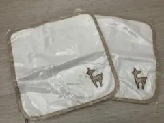 【２枚セット】鹿の刺繍タオルハンカチ2枚セット