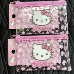 キティ ラメポーチ ヒョウ柄 2個