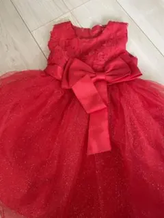 赤いフォーマルドレス フラワー刺繍付き