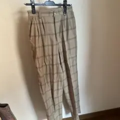 ベージュ チェック柄 スラックス
