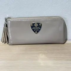 美品 ATAO アタオ リモケリー タッセル L字ファスナー 長財布 アーモンド アタオ 長財布 リモケリー L字ファスナー タッセル 薄型 大容量