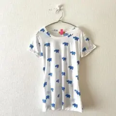 ☆【プリンプ】Tシャツ カバ柄 クルーネック 半袖 カジュアル M相当
