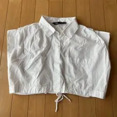 『値下げ中』ZARA ホワイト ノースリーブ クロップドシャツ S