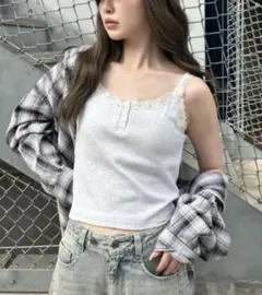 RAY CASSIN【カップ付き】レース付ヘンリーキャミ