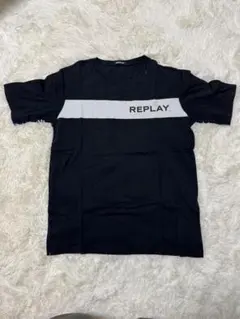 REPLAY リプレイ 半袖Tシャツ ロゴプリント ブラック メンズ