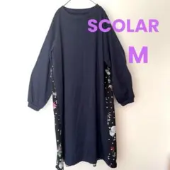 イズスカラー　SCOLAR 花柄ワンピース　M 紺色
