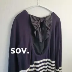 sov. ソブ シルクリボンデザイン カーディガン ボーダーのサムネイル