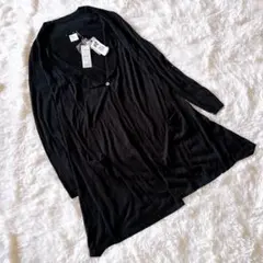 【新品】ALDRIDGE JEUNE ドレープロングカーディガン 黒 ウール混