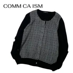 COMM CA ISM M カーディガン ニット 千鳥格子 長袖 M ブラック