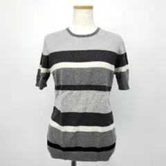 /＊b【未使用】ユニクロ カシミヤ ボーダー セーター ニット 半袖 トップス