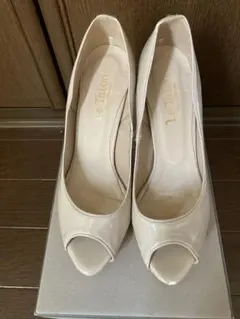 ルタロン エナメルオープントゥパンプス 35.5 日本製 ハイヒール 9cm