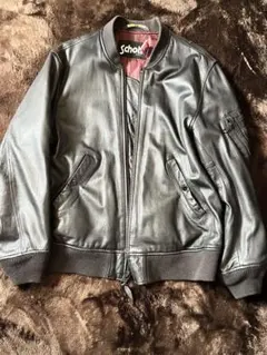 Schott ブラックレザー MA-1ジャケット XLのサムネイル