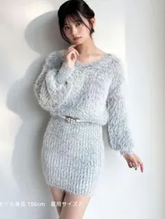 RESEXXY シャギーニットワンピース　タイトワンピ 長袖　フリーサイズ