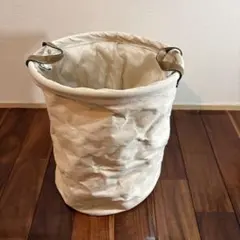 ホワイトキャンバスストレージバスケット