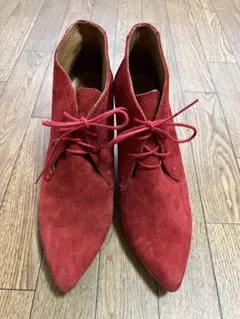 ZARA⭐︎赤スエードウエッジソールブーティのサムネイル