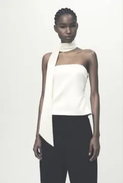 【未使用】ZARA✨サテン スカーフトップス M