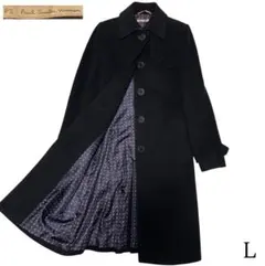 アンゴラ62%【PS・Paul Smith】マキシ丈ロングチェスターコート 黒L