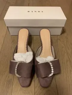 【RANDA】ビジューバックルリボンミュール