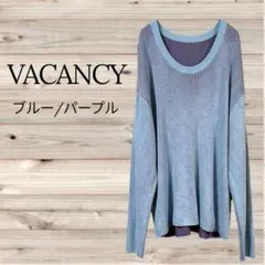 VACANCY ♡ プレーティング配色リブトップスニット・ヴァカンシー・青/紫