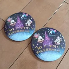 香港ディズニーランド　20周年　缶バッチ　2個セット