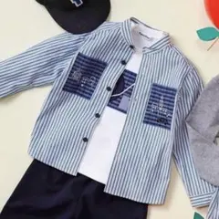 新品未使用 familiar 2024 ストライプ長袖シャツ 130