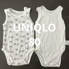 【UNIQLO＊80】ベビー肌着セット 紫色動物柄・無地ホワイト