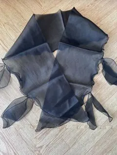 シフォン ブラック ストール フリルエッジ