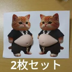 2枚セット おなかぷにぷにシール かわいい 猫 お腹 立体 3Dシール