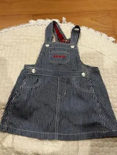 新品MIKIHOUSE ストライプオーバーオール 90cm タグなし