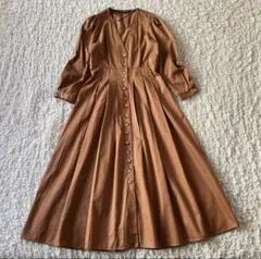 【美品】ザラ　コットン100％ タックフレアシャツワンピース　S