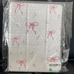 リボンと花柄のiPadケース　ミラー