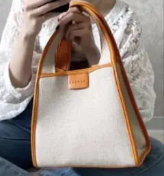【美品】moment+ キャンバス スクエアトートバッグ2WAY