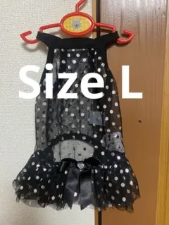 水玉模様の犬服 フリル付き size L