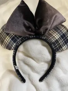 ミニーマウス チェック柄カチューシャ